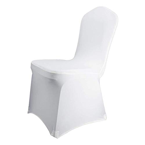 BEAMNOVA 50 Pcs Spandex White Chair Covers for Wedding Party Seats Dust Cover