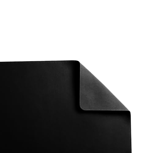 DailyObjects Reversible Desk Matte Sand Premium Vegan Leather Desk Mat|Anti-Skid|Anti-Slip|85 * 45cm|Spread Turf Desk/Laptop Mat for Work from Home/Gaming- Extended Mouse pad and Keyboard Desk-Black