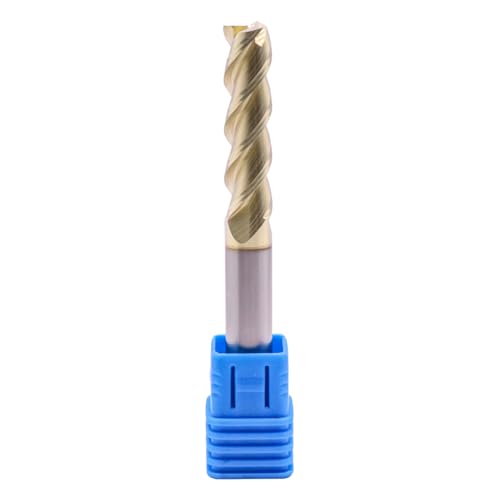 Image of 3 /8 inch 3 Flute Solid Carbide Long End Mill, 3-1 /2 inch Overall Length, ZrN Coated | 45 Helix, 3 /8 inch Cutting Dia, 3 /8 inch Shank Dia, 1-1 /2 inch Length of Cut, for Milling Aluminum and Copper, Square End