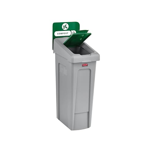 Image of Rubbermaid Commercial Products SLIM JIM Recycling Station 1-Stream Compost Bin /Can /Kit /Station, 23 GAL, for Kitchens /Classrooms /Offices /Back of House /Higher Education /Commercial Facilities