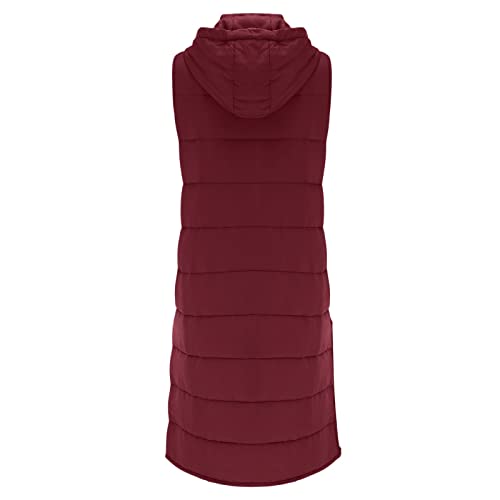 Gilet long d'hiver matelassé chaud avec fermeture éclair et capuche