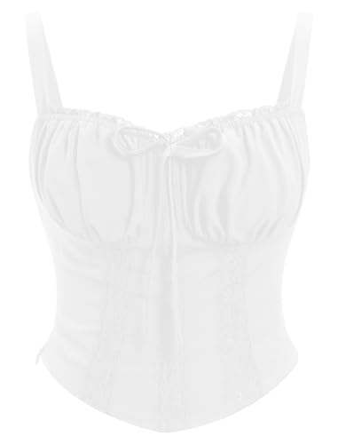 Corset blanc dentelle femme haut vintage romantique pour soirée de fête