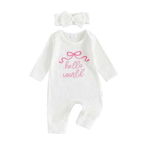 Image of Socutebabe Baby Girl Winter Clothes Newborn Preemie Going Coming Home Outfit Ruffle Mitten Sweater Romper Cute Knit Jumpsuit