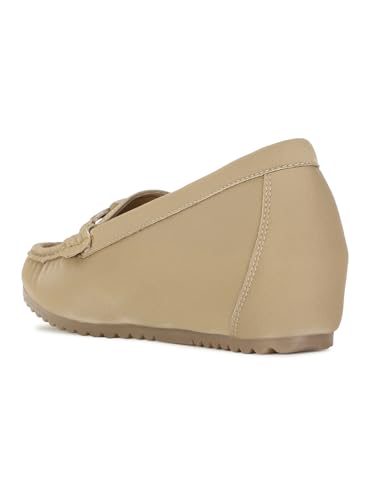 Image of Bata Women Zaynab Loafers, Nude, (6510177)