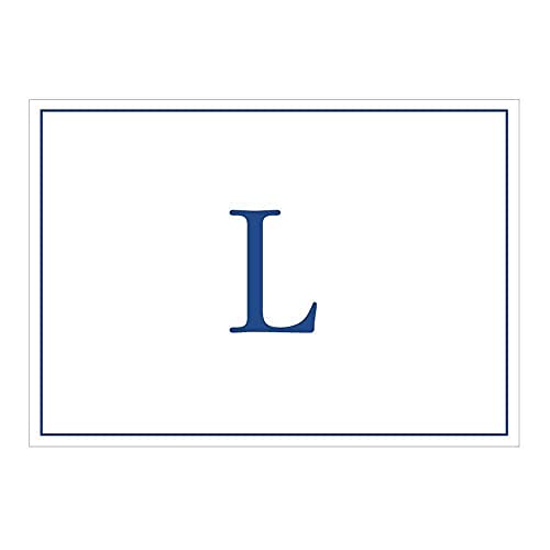 Caspari Navy Embossed Initials Boxed Note Cards in Letter L, 8 Cards & Envelopes
