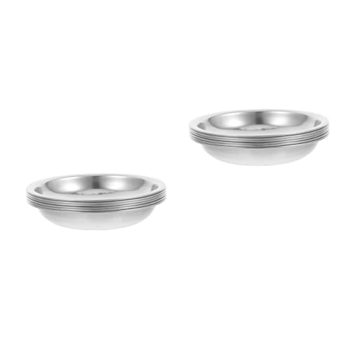 LUOZZY 12 Pcs Stainless Steel Tea Bag Coasters Drip Trays Accessories Holders Round Plates Loose Filters (Diameter 8CM)