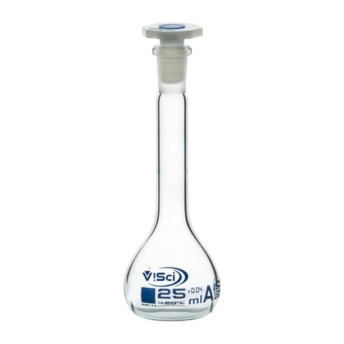 Visci VISCI_VOLUMETRIC-FLASKS Volumetric Flask, 50Ml - Class A Tolerance ±0.04Ml - 10/19 Polypropylene Stopper cover