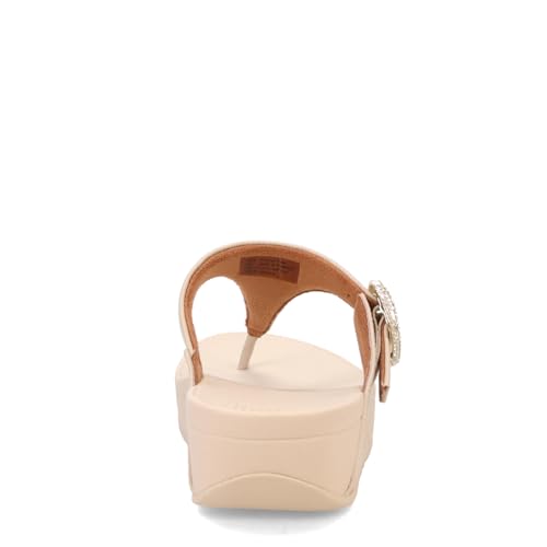 Image of FitFlop Womens LULU Crystal Buckle Toe-Post Sandals with Microwobbleboard Technology, Microfiber Toe Post, Slip Resistant Rubber Outsole, Cushioned Arch Support for All Day Comfort