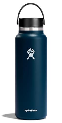 HYDRO FLASK - Trinkflasche 1180ml (40oz) - Isolierte Wasserflasche aus Edelstahl - Sportflasche mit auslaufsicherem Flex Cap-Deckel & Gurt - Thermoflasche Spülmaschinenfest - Größe Öffnung - Indigo