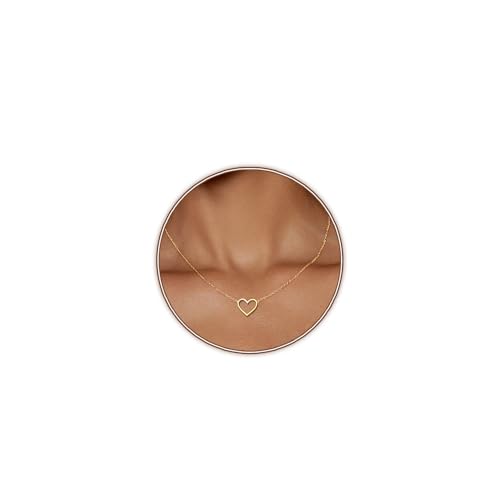 Zeffy Cute Heart Necklace 18k Gold/Silver Plated Tiny Heart Pendant Choker Necklaces Gold Love Heart Chain Necklace for Women Dainty Gold Jewelry Valentines Day Gifts for Women Girls Teen Girls