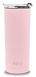 MIRA 20 oz Stainless Steel Vacuum Insulated Tumbler with Tritan Flip Lid - Double Walled Thermo Mug for Hot or Cold Drinks - Reusable Travel Cup - Taffy Pink