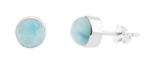 ERCE larimar pendientes botón piedra semipreciosa redonda plata de ley 925 Cover