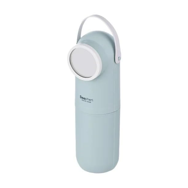 PAVITYAKSH Dental Cup with Mirror Travel Toothbrush Holder Cover case Plastic Toothbrush Storage Box,Travelling Toothbrush Holder with Cover (Calm Green)