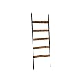 VASAGLE 5-Tier Blanket Ladder Shelf, Wall-Leaning Rack with 4 Hooks, Steel Frame, 23.6 Inch Wide, for Blankets, Scarves, Industrial Style, Rustic Brown and Black ULLS011B01