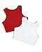 2 Pack Girls Tank Tops Cute Crop Tops for Teen Kids Ribbed Knit Athletic Dance Basic Top Red/White 9-10 Years