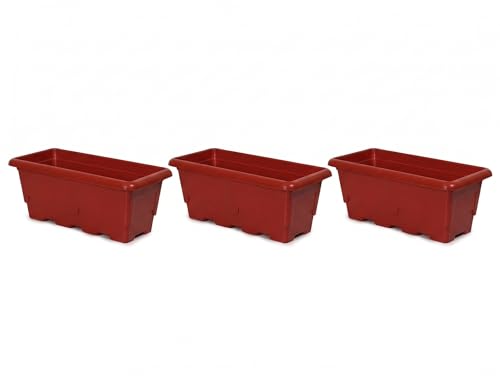 Image of Ocean Mart 20 Inch Plastic Window Planter for Balcony & Terrace Garden | Heavy-Duty Rectangular Planting Pot for Home | for Flowers, Herbs & Indoor Plants | Pack of 3