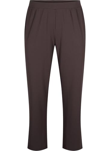 Zizzi Flash by Damen Große Größen Hose Einfarbig Straight Fit Gr Gr L Chocolate Brown