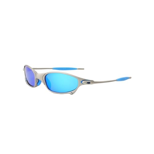 Metal Alloy Unisex Sunglasses – UV Protection for Men & Women - Polarized Light Blue Lenses