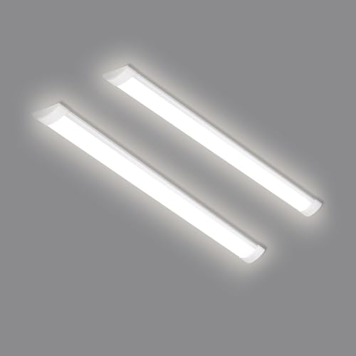HUMIGA 2 Pack 3FT LED Batten Light, 30W Slim Profile Wide Tube Lighting for Ceiling of Indoor Home Garage Shop Office