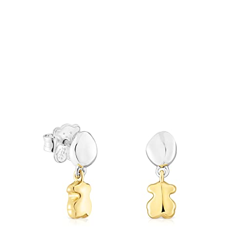 TOUS Pendientes bicolor cortos con oso Joy Bits