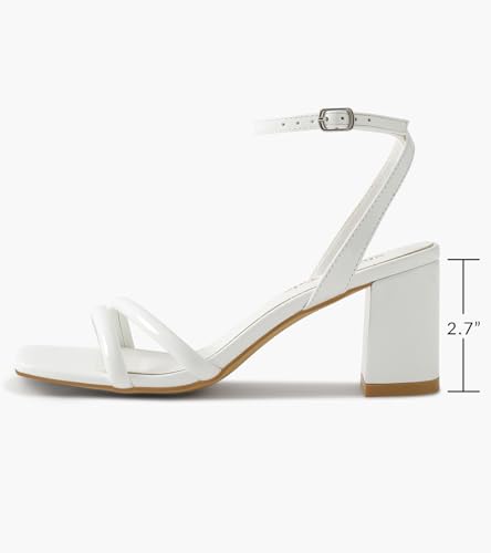 Image of Shoe'N Tale Strappy Heels for Women Square Toe Chunky Block Heels Ankle Buckle Heeled Sandals