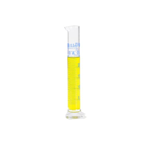 ISOLAB - Measuring Cylinder 25ml - Class A - Tall Form - Borosilicate 3.3 Glass - Conformity Batch Certified - Blue Scale - Pack of 2