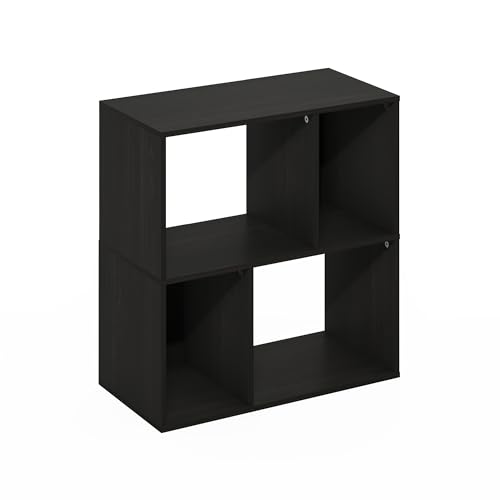Image of Furinno DALY Book Shelf, 4-Cube Bookshelf, Cube Storage Organizer Bookcase with Irregular Compartments, 11.7 x 23.6 x 24.7, for Living Room, Bedroom, Home Office, Espresso