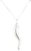 Italian Sterling Silver Large Italian Horn Pendant with an 18 Inch Link Nec... (I-961)