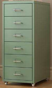 Vexnar モバイルファイルキャビネット 卓上収納 多層引き出し 3階 ホワイト サンドイッチデザイン オフィス用収納 (6階,グリーン)