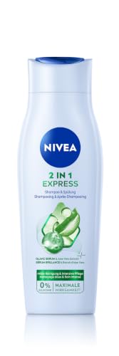 NIVEA 2in1 Express Shampoo & Spülung (250 ml) intensive Haarpflege mit Aloe Vera und Glanz Serum Haarshampoo & Spülung für schnelle unkomplizierte Pflege
