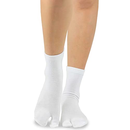 TeeHee Flip Flop Big Toe Cotton Socks 3-Pairs White Plain Socks Good for Flip Flop Sandals