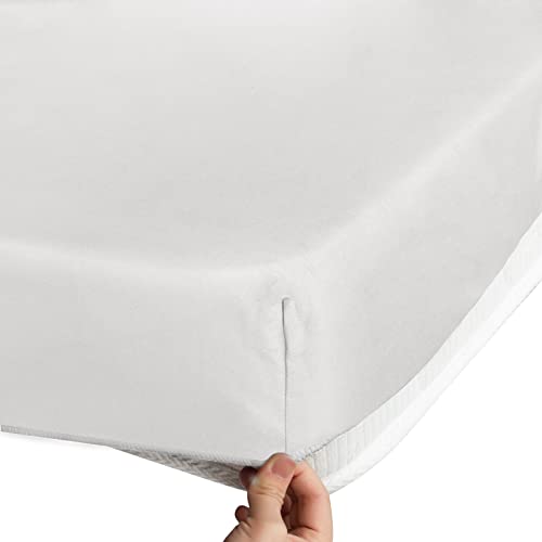 Cot Sheets 31" x 75", 2 Pack Cot Size Sheet Fitted with Narrow Twin/Camp Bunk/Rvs Bunk/Guest Beds/Army Cots/Trifold Mattress, Super Soft Breathable Microfiber Bed Cover, Bottom Sheet, White