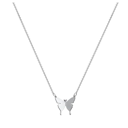MIDEEO Dainty Butterfly Necklace for Women Silver Plated Butterfly Pendant Necklace Minimalist Charm Jewelry
