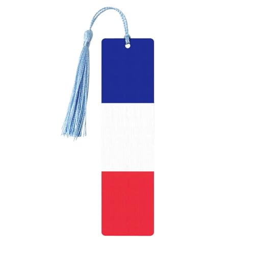 フランス国旗プリント タッセル付き木製ブックマーク 5個 読書ページマーカー ブックマーク、男性女性へのギフト。