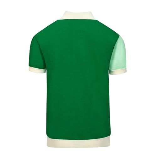 OXKNIT Polo para Hombre tejido estilo Mod años 60 con rayas verdes degradadas en algodón con botones miniatura 3