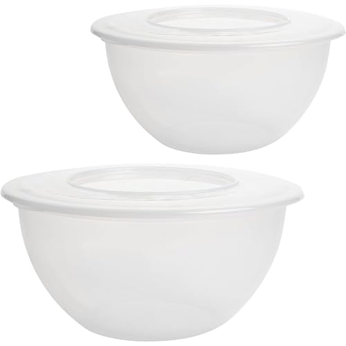 2friends Tina Lot de 2 bols mélangeurs en plastique transparent sans BPA avec couvercle 5 l