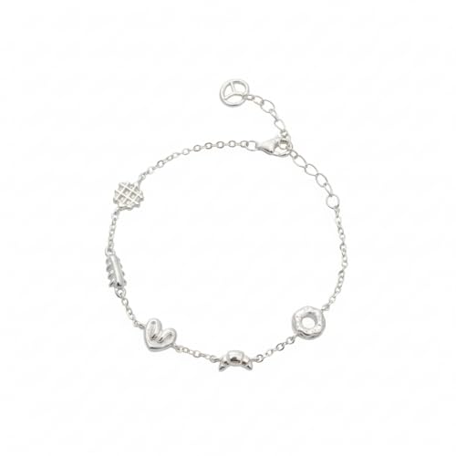 Snack-Themed Sterling Silver Chain Bracelet, Charm Pendants, Dainty Jewellery
