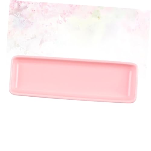 Plato alargado de cerámica para sushi color rosa miniatura 4