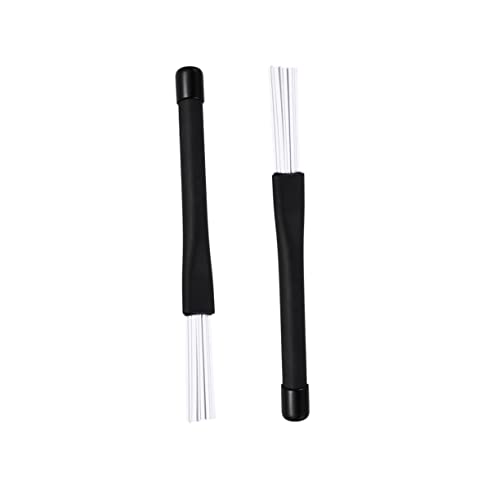 Totority 1 Pair Retractable Nylon Drum Brushes for Jazz and Drum Kit White Drum Accessories Flexible Nylon Material