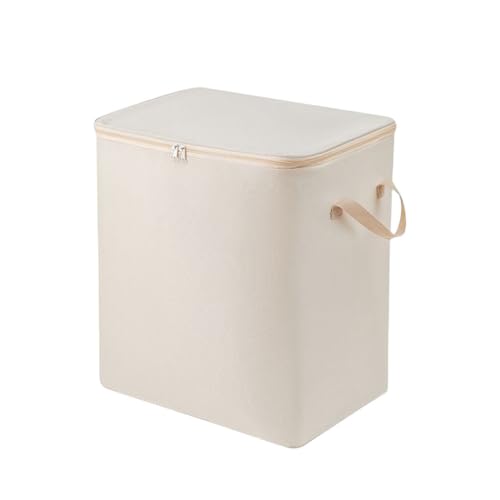 Zambuph Bolsa de tela para edredón, asas con cremallera, cesta para ropa, armario, caja de almacenamiento móvil, armario plegable, organizador a prueba humedad, Más Alto/Beige