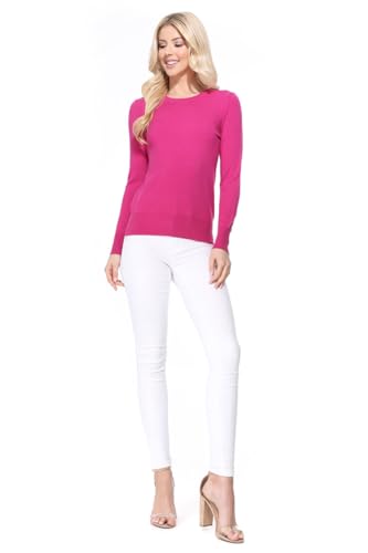 Image of YEMAK Women's Knit Sweater Pullover - Long Sleeve Crewneck Basic Classic Casual Knitted Soft Lightweight T-Shirt Top