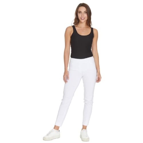 Slim-Sation Amplia Banda de la Mujeres Pantalones Pierna Recta Pantalones con Tummy Control - Blanco -