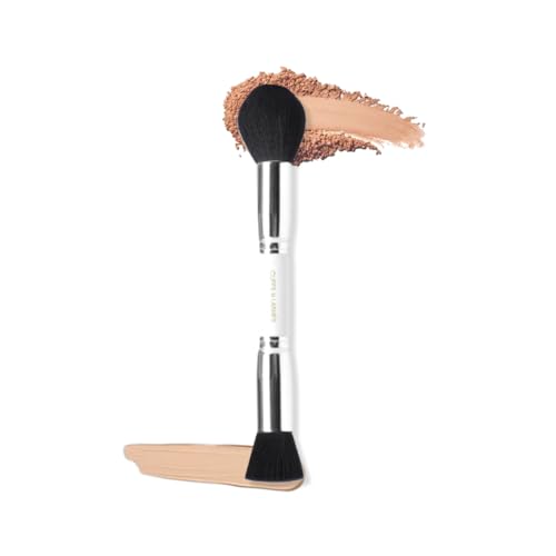 Image of Cuffs N Lashes Dual Makeup Brush | 2-in-1 Flat Top Foundation &Powder Brush 01 | Seamless Blending for Liquid Cream &Powder | Soft Premium Bristles | Travel Friendly Professional Face Brush