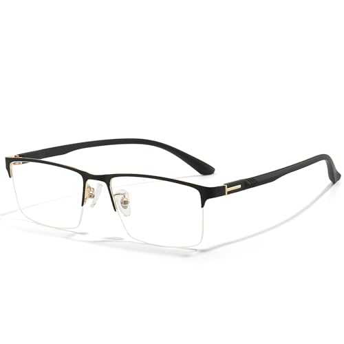 Image of ANRRI Blue Light Glasses Men Semi Rimless Glasses Fake Glasses Lightweight Metal Frame Computer Gaming UV Blocking Eyewear