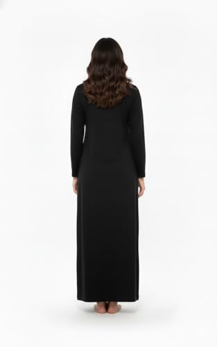 Image of Winter Wear Woolen Nighty Dress Black Polar Nighty Women Gown Dress Maxi Soft Velvet Full-Length Maxi Nighty Free Size