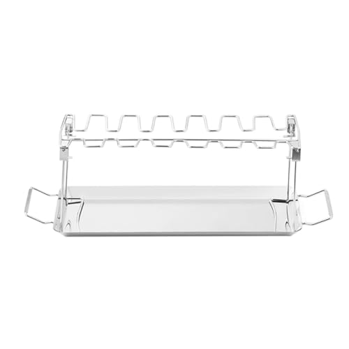 JOINPAYA Parrilla Plegable de Acero Inoxidable con Bandeja para Barbacoa Soporte para Asar Pollo Utensilio para Barbacoa al Aire Libre Adecuado para Fiestas y Jardín Resistente y Fácil