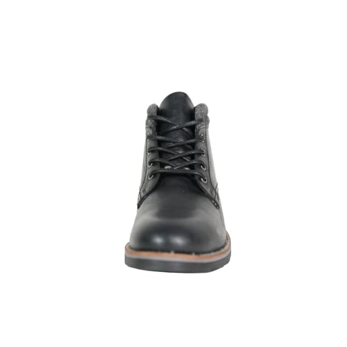 Crevo Geoff Non-slip Chukka Boots - Men's Black Leather & Wool Ankle-High Casual Lace-Up Boots for Everyday Wear & Motorcycle Riding2