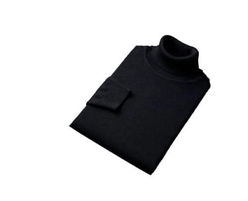 Men High Collar Knitted Sweater Slim Fit Long Sleeve Pullover Solid Color Soft Casual Sweater