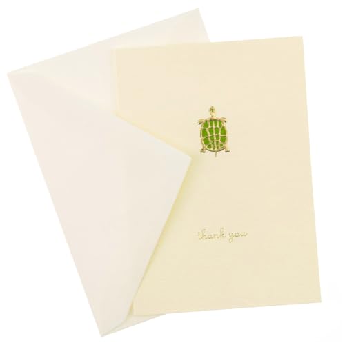Image of Graphique Turtle La Petite Presse Boxed Thank You Notes - 10 Embossed and Embellished Gold Foil Turtle Thank You Cards with Matching Envelopes, 3.25 inch x 4.75 inch