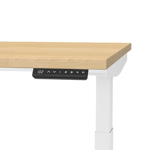 ErgoYou - Electric Height Adjustable Laminated Standing Table - Heavy Duty - Dual Motor 2 Stage - 150 Kgs Max Weight Capacity - E2 Series - Ergonomic Sit Stand Desk (Maple: 47 X 23.5 Inches)